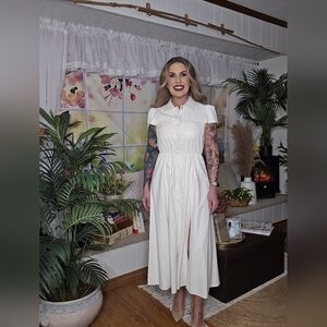 Off White Faux Leather Dress